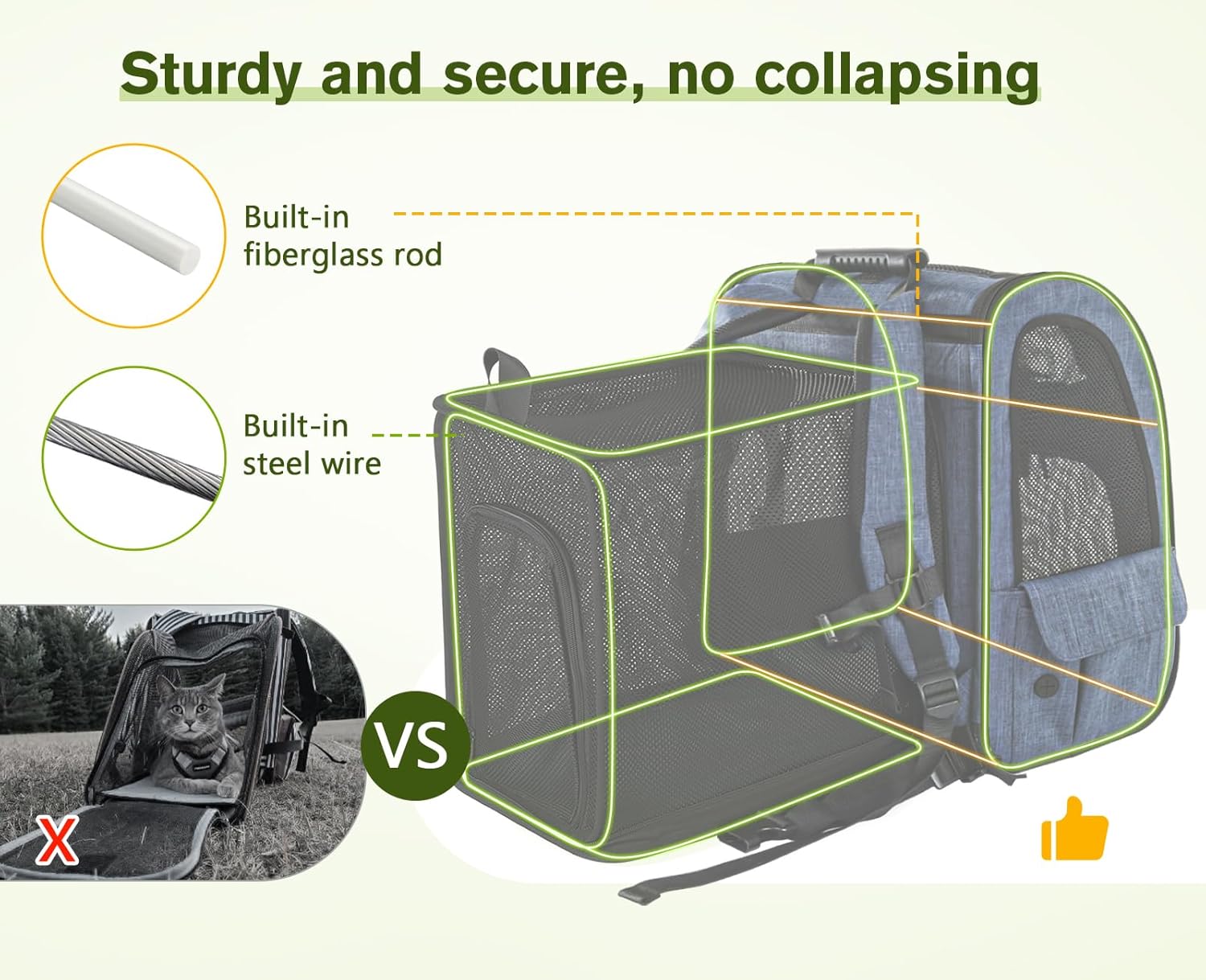 Pecute Pet Carrier Backpack, Large Cat Carrier Backpack, Expandable Cat Backpack with Breathable Mesh for Medium Large Cats, and Small Dogs, Dog Backpack Carrier for Travel Hiking Blue - Pawvie