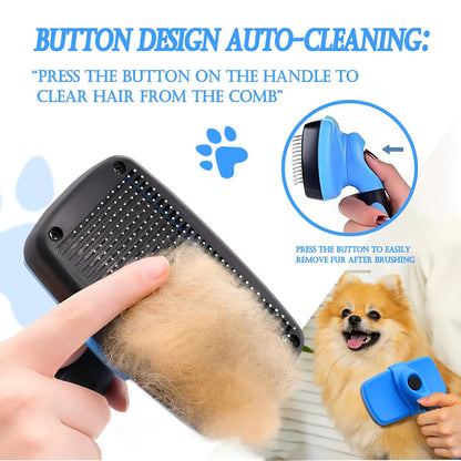 4 in 1 Cat Grooming Brush Self Cleaning Slicker Brush Dematting Tool for Dogs & Cats Haired Pets Skin Friendly, Deshedding Tool, Suitable for Pet Supplies Accessories, Blue