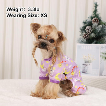 Dog Pajamas Pjs Spring Summer Dog Clothes for Small Dogs Girl - Boy - Small Size Dogs, Soft Stretchy Puppy Clothes Doggie Onesies Cat Pet Jammies Outfit (Star Purple, Large)