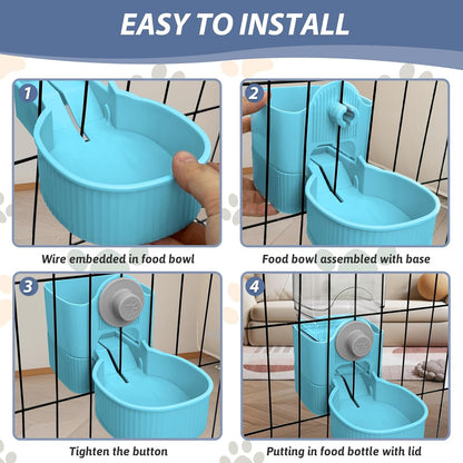 Fhiny Rabbit Food Dispenser, 40oz Large Capacity Hanging Gravity Bunny Feeder for Cage Automatic Guinea Pig Feeding Bowls Pet Food Storage for Guinea Pig Bunny Ferret Chinchilla Cat Puppy