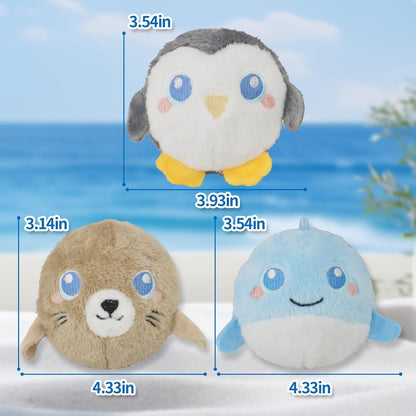 DKING 3Pack Squeaky Dog Balls,2 in1 Funny Puppy Ball Toys,Birthday Dog Toy for Small Medium Dogs (Ocean Ball)