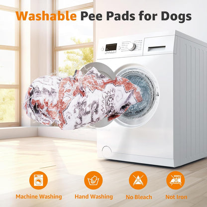 LOOBANI Reusable Pee Pads for Dogs, 2 Pack Super Absorbent Washable Puppy Pee Pads, Waterproof Non-Slip Whelping Pad for Floor Playpen Crate Couch-36 x48 (Red-Orange)