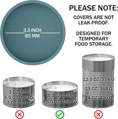 OHMO 2 Pack Pet Food Can Lids, (3.3 in / 85mm) Silicone Pet Food Can Lids Covers for 5.5 oz Cat and Dog Food Cans, Dark&Light Blue