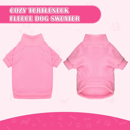3 Pack Dog Sweater Fleece Pet Clothes Turtleneck Soft Warm Sweatshirt Dog Sweaters for Small Dogs Puppy Sweater Boy Girl Pet(Pink+Hotpink+Purple,XS)
