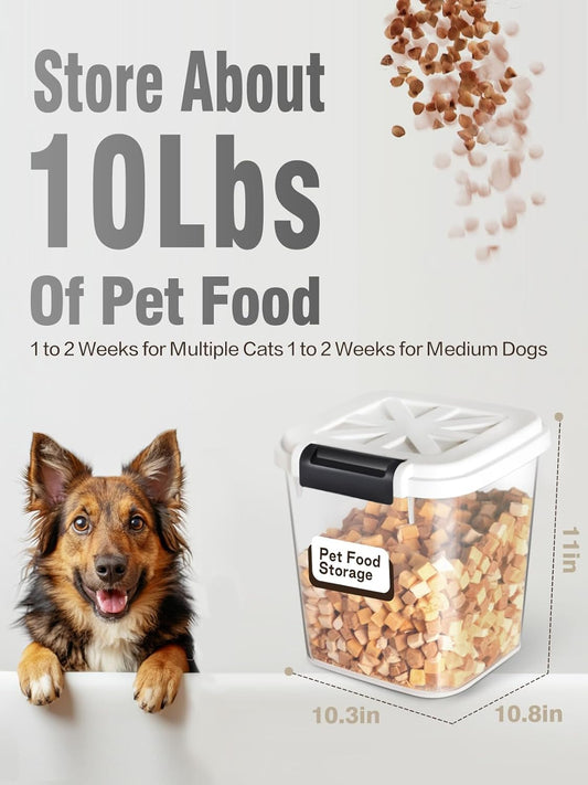 10 lbs Dog Food Storage Container Cat Treat Container with Measuring Cup,Large Dry Pet Food Storage Bin for Cereal, Birds, Rice and Grain