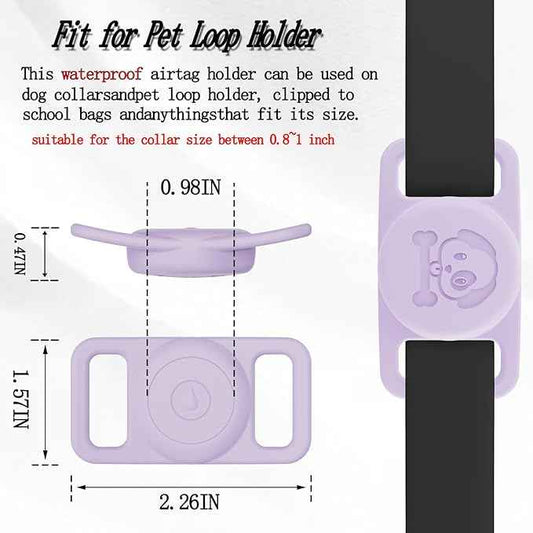 2 Pack Waterproof AirTag Dog Collar Holder Compatible with Apple AirTag, Silicone Hidden Loop Holder for Airtag Tracker, Anti-Lost Dog Collar Air Tag Accessories(Purple,Pink)