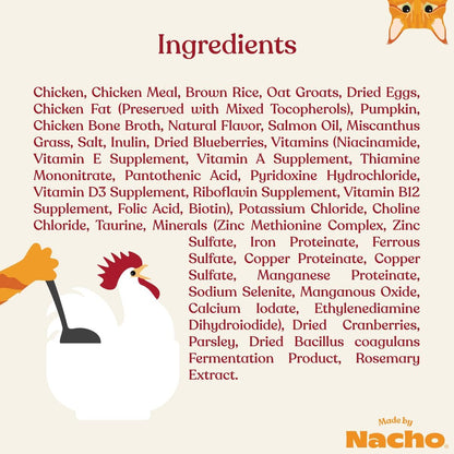 Made by Nacho Dry Cat Kibble 4lb Bag, High Protein and Grain-Friendly Premium Cat Food, Cage-Free Chicken & Pumpkin Recipe, Infused with Bone Broth for Hydration, Limited Ingredients, Single Bag