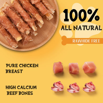 ASMPET Dog Treats Chews, Chicken Wrapped Beef Cartilage, Rawhide Free & Grain Free Dog Snacks 10.6 oz