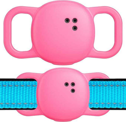 Cat Collar Case for Life360 Tile Sticker Tracker, 2-Pack Silicone Anti-Lost Protective Cover for Life 360 Tile Sticker Holder for Dog/Pet Collars, Durable, Easy Installation, Lightweight, Neon Pink