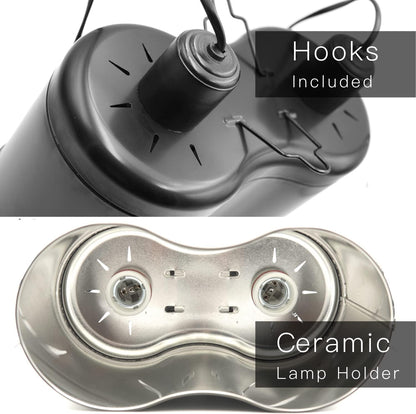 Reptile Dual Dome 12inch, Fits Reptile Light/Heat Lamp/UVB Light, Max. 160W Each,Patent Design K8561, Reptile Light Fixture