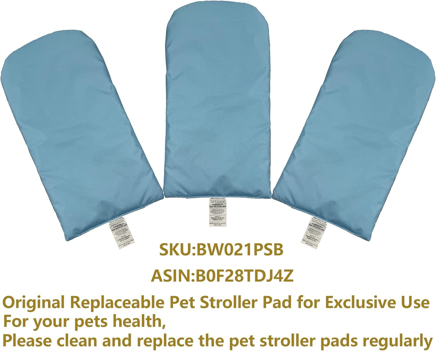 ROODO Pet Stroller Inner Pad for Exclusive Use,Original,Replaceable,Easy to Clean,Set of 3 pc(Sky Blue) - Pawvie