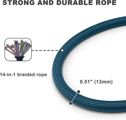 Rope Dog Leash with Two Handles, 6 Foot Heavy Duty Dog Leash with Aviation Aluminum Auto Locking Carabiner, Strong Nylon Pet Lead for Small, Medium, Large Dogs (Navy Blue, 6FT-Two Handle)