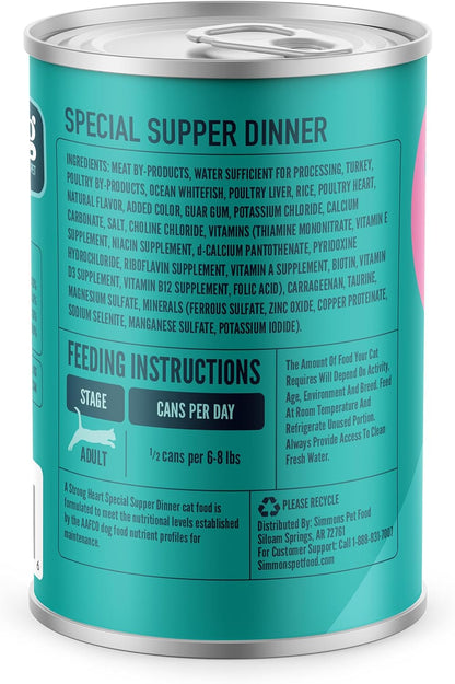 A Strong Heart Canned Wet Cat Food, Special Supper Dinner - 13.2 oz Cans (Pack of 12), Made in The USA with Real Turkey & Fish
