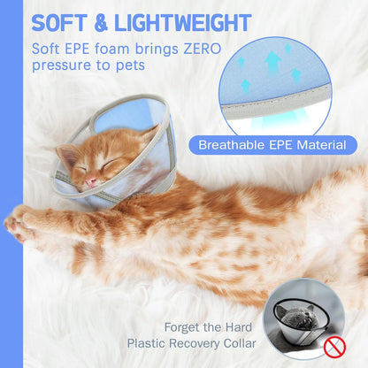 Cat Cone Collar Soft, Cat Recovery Collar for Large Medium Small Kittens, Kitty Cone Alternative After Surgery