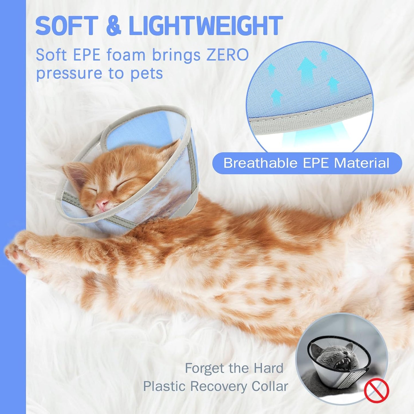 Cat Cone Collar Soft, Cat Recovery Collar for Large Medium Small Cats Kittens, Pet Cone Alternative After Surgery