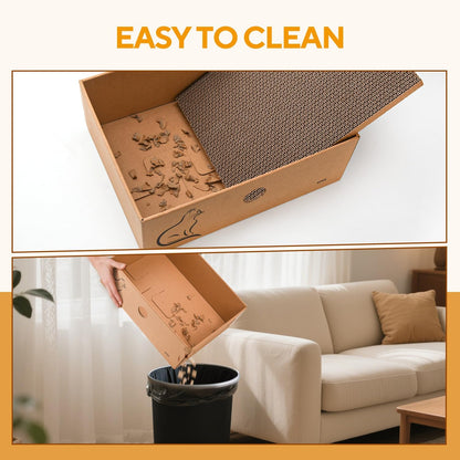 AUSCAT Cat Scratcher Box with 6PCS Cat Scratching Board, Cardboard Cat Scratchers for Indoor Cats, Reversible Cat Scratch Pads for Small Medium Kittens, 14.6" L x 10.9" W x 5.2" H