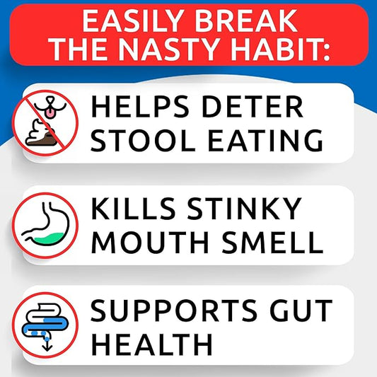 NO Poo Treats - Prevent Dog Poop Eating - Coprophagia Treatment - Stool Eating Deterrent - Probiotics & Enzymes - Digestive Health + Breath Aid - Made in USA - 180 Chews