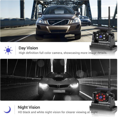 Hikity Wireless Backup Camera Solar Magnetic WiFi, HD 1080P Rechargeable Rear View Camera for Truck/Trailer/RV/Camper, IP68 Waterproof Reverse Camera, Clear Nigh Version, Wide Angle