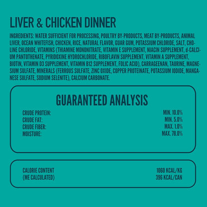 A Strong Heart Canned Wet Cat Food, Liver & Chicken Dinner - 13.2 oz Cans (Pack of 12), Made in The USA with Real Chicken & Liver