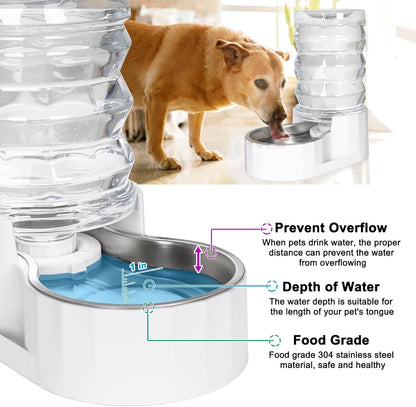 RIZZARI Large Gravity Water Dispenser: 8L Automatic Dog Water Feeder with Stainless Steel Bowl for Multiple Pets