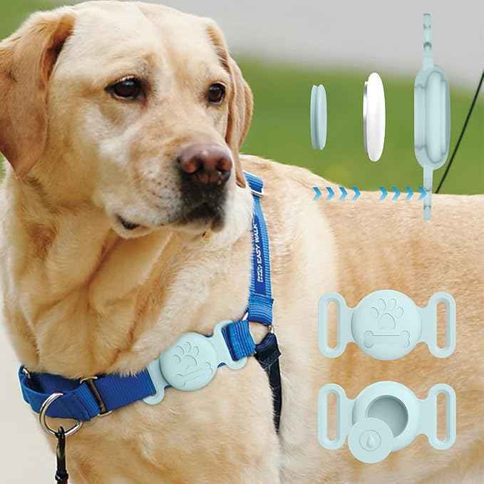 2 Pack Case for Airtag Dog Cat Collar Holder, Soft Silicone Anti-Lost Waterproof Protective Case Compatible with Apple Airtag, for Pet Dog Cat Collars Holder