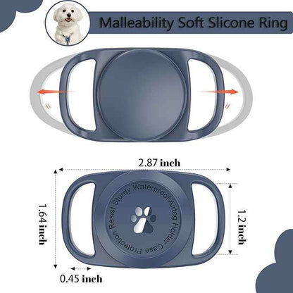 Airtag Dog Collar Holder, [2 Pack], Waterproof Protective Case for Apple AirTag, Durable & Lightweight with Full-Body Protection, Soft Silicone, DarkBlue