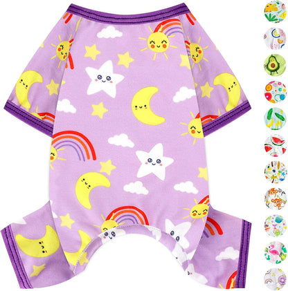 Dog Pajamas Pjs Spring Summer Dog Clothes for Small Dogs Girl - Boy - Small Size Dogs, Soft Stretchy Puppy Clothes Doggie Onesies Cat Pet Jammies Outfit (Star Purple, Medium)