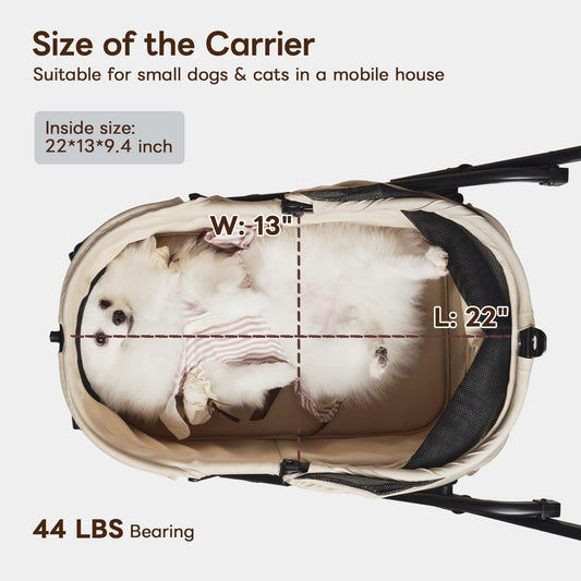 ăOne-Pull Open Ver.ă PETTENA One-Touch Foldable Dog Stroller for Small Dogs Cats up to 44 Lbs, Cat Stroller for 2 Cats, Large Space, Black