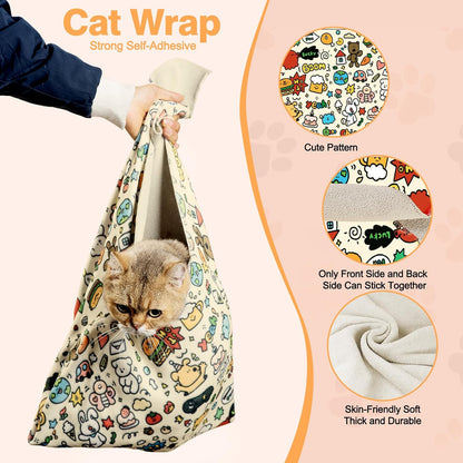 27.6" Cat Grooming Wrap Cat Wrap for Cutting Nails Cat Restraint for Nail Clipping Cat Swaddle Wrap Cat Burrito Wrap L(Within 15lbs) Anti-Scratch Anti-Escape Multifunctional Pet Tool