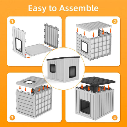 Dog House Small Dog Houses Outdoor with Sloped Roof Waterproof Ventilated Design Easy to Clean Elevated Floor Easy Assembly for Middle Sized Dogs