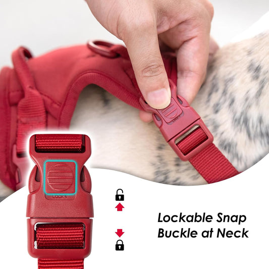 No Pull Dog Harness, Puppy Vest with Front Clip for Small Medium Large Sized Dog(Burgundy Red,L)