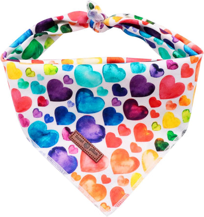 Lionet Paws Valentine's Dog Bandana,Fabric Love Dogs Kerchief for Small Medium Dogs,Dog Triangle Cotton Scarf for Girl Boy