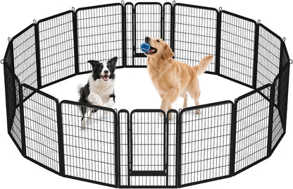 40 Inch Dog Playpen - 16 Panels Metal Pet Exercise Pen for Medium-Large Dogs, Indoor/Outdoor Dog Fence for Yard, Garden, Camping & RV Travel