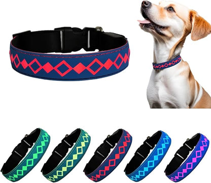 LED Dog Collar with AirTag Holder and Custom ID Tag, 15 Light Modes, Waterproof, Multiple Colors (BLUE, M(11.8-15.7"))