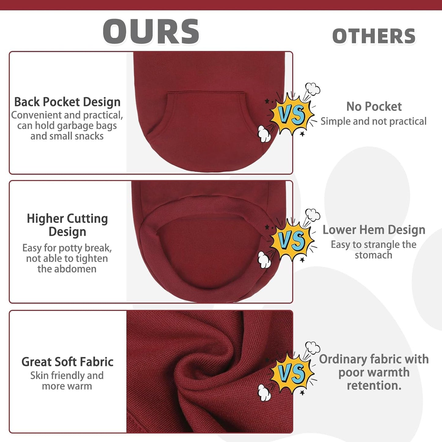 KOOLTAIL Basic Dog Hoodie - Soft and Warm Dog Hoodie Sweater with Leash Hole and Pocket, Dog Winter Coat, Cold Weather Clothes Sweatshirt for Small Medium Large Dogs Puppy Cat Boys Girls Deep Red XL