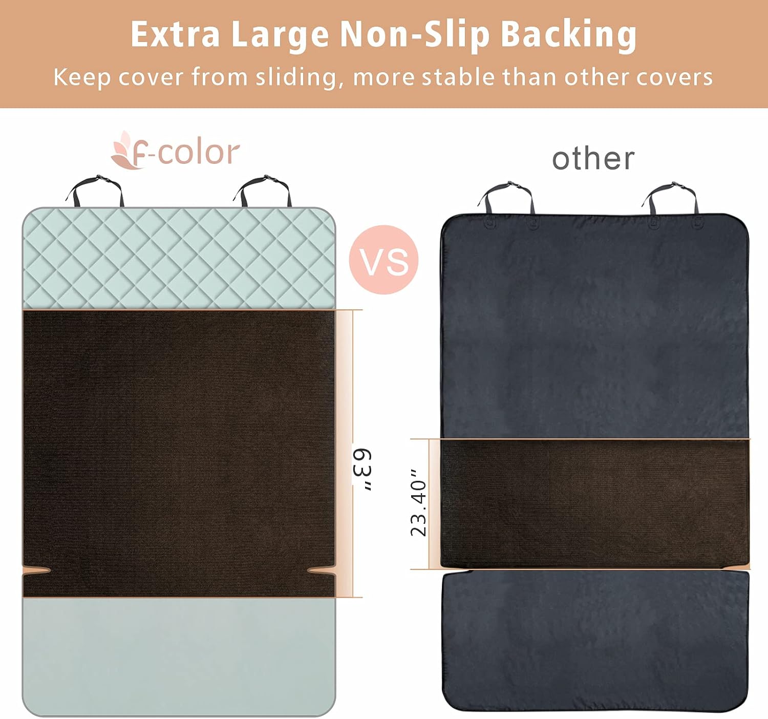 F-color SUV Cargo Liner for Dogs, Water Resistant Pet Cargo Cover Dog Seat Cover Mat for SUVs Sedans Vans with Bumper Flap Protector, Non-Slip, Large Size Universal Fit, Grey - Pawvie