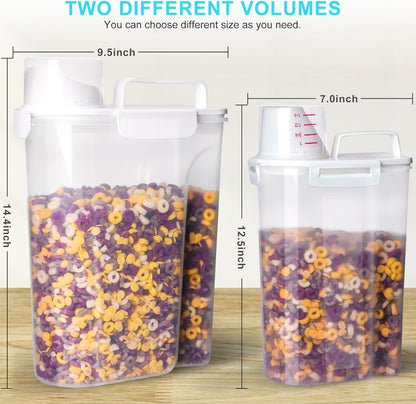 Rice Airtight Dry Food Storage Containers 2 Pack, BPA Free Plastic Storage Bin Dispenser with Pourable Spout, Portable Handle, Kitchen Pantry Organization for Cereal, Flour and Baking Supplies