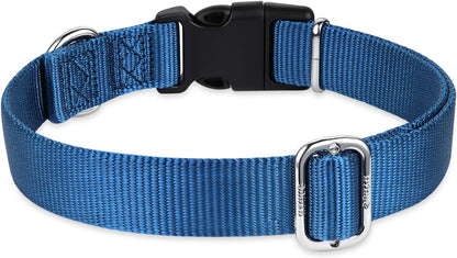 Hyhug Small Dog Collar Quick-Release Blue| Heavy-Duty Nylon Puppy Collar, Adjustable & Durable Pet Supplies for Boy & Girl Dogs (Small, Classic Blue)