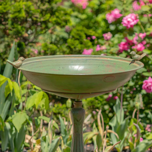 Zaer Ltd. Pedestal Style Birdbath (Green)
