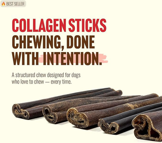 Natural Farm Peanut Butter Flavor Collagen Sticks for Dogs (6 Inch, 25 Count), Long-Lasting Beef Collagen Sticks, Rawhide Alternative Chews with Chondroitin & Glucosamine, Low-Fat Dental Treats