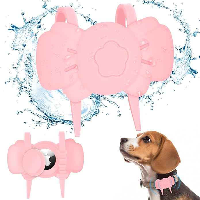 Airtag Dog Collar Holder - Silicone IPX8 Waterproof Airtag Cat Collar - Secure and Stylish, Adjustable Strap Fits All Widths
