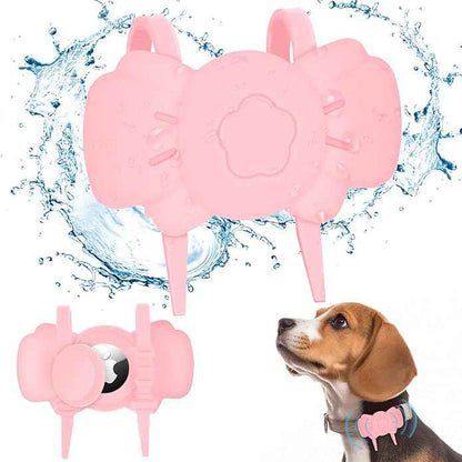 Airtag Dog Collar Holder - Silicone IPX8 Waterproof Airtag Cat Collar - Secure and Stylish, Adjustable Strap Fits All Widths