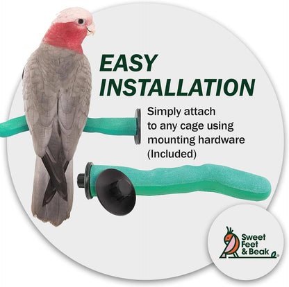 Sweet Feet & Beak Safety Pumice Bird Perch, X-Large 2-1/4" X 14", Blue - Lightweight Grinding Bird Perches for Cage - Bird Nail Trimming Perch for Healthy Beak & Feet - Multi-Size & Color Parrot Stand