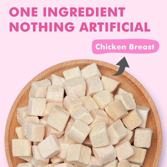 Freeze Dried Cats & Dogs Raw Treats, All Natural Single Ingredient Chicken Breast, High Protein Healthy Pet Training Treats or Food Topper, 3.5 oz