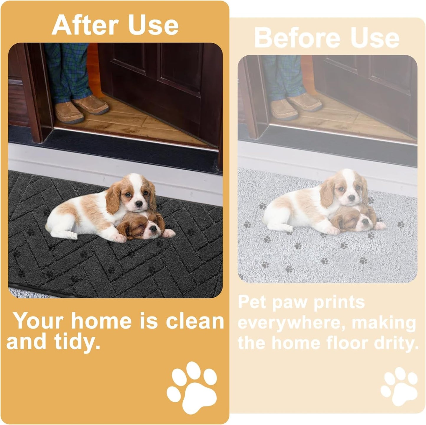 Tindbea Dog Mat for Muddy Paws 20"x31.5" Absorbs Moisture Dirt Non-Slip Washable Mud Mat for Dogs,Soft Rubber Backing Front Inside Pet Rug for Entryway, Mud Dog Paws, Patio(Charcoal)