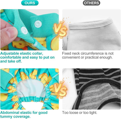 BEAUTYZOO Dog Pajamas Small Sized Dog, Summer Doggie Pajamas for Boy Girl, Soft Strechy Cotton Puppy Pjs Jammies Onesies for Men Women, Pet Jumpsuit Body Suit Cat Apparel Clothes, Yellow Duck S