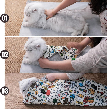 27.6" Cat Grooming Wrap Cat Wrap for Cutting Nails Cat Restraint for Nail Clipping Cat Swaddle Wrap Cat Burrito Wrap L(Within 15lbs) Anti-Scratch Anti-Escape Multifunctional Pet Tool