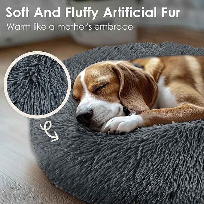 Extra Large Dog Beds, 36 Inch Human Dog Anxiety Relief Comfort Bed, Indestructible & Chew Proof Pet Beds (Dark Grey)