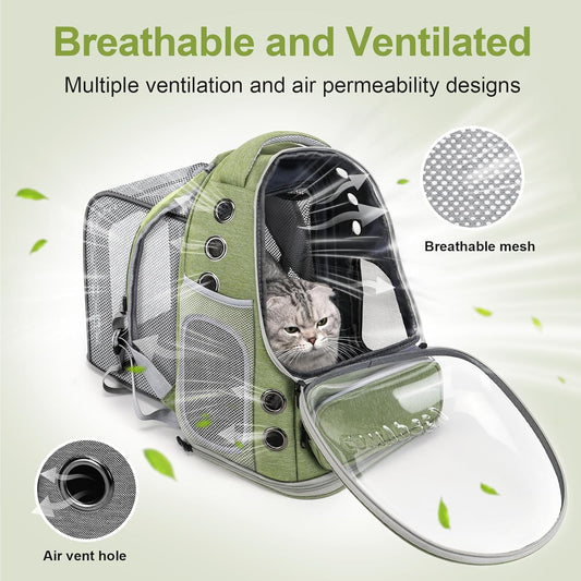 Expandable Cat Backpack,Cat Bubble Backpack Carrier for Carrying Cats, Pets and Small Dogs,Airline-Approved,Designed for Travel, Hiking, Walking,Car