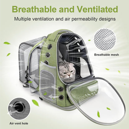 Expandable Cat Backpack,Cat Bubble Backpack Carrier for Carrying Cats, Pets and Small Dogs,Airline-Approved,Designed for Travel, Hiking, Walking,Car - Pawvie